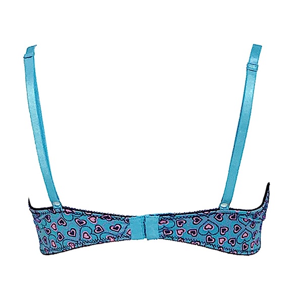 DOLLHOUSE Blue & Pink Heart Plunge Underwire Bra - Picture 2 of 3
